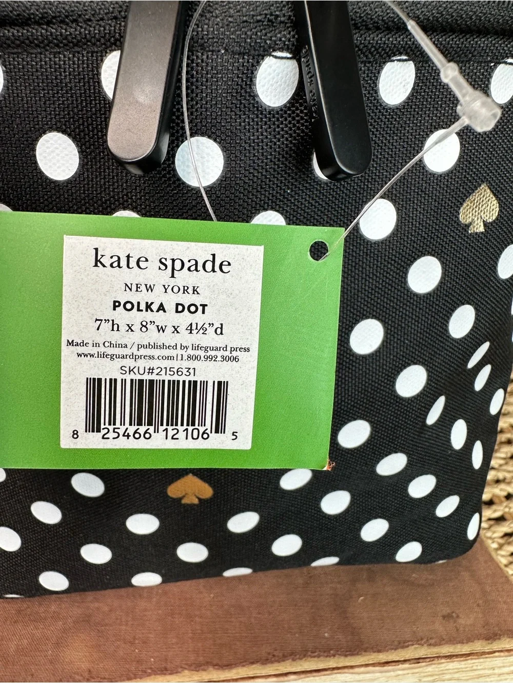Kate Spade Polka Dot Insulated Lunch Tote Black/White NWT - Picture 4 of 13